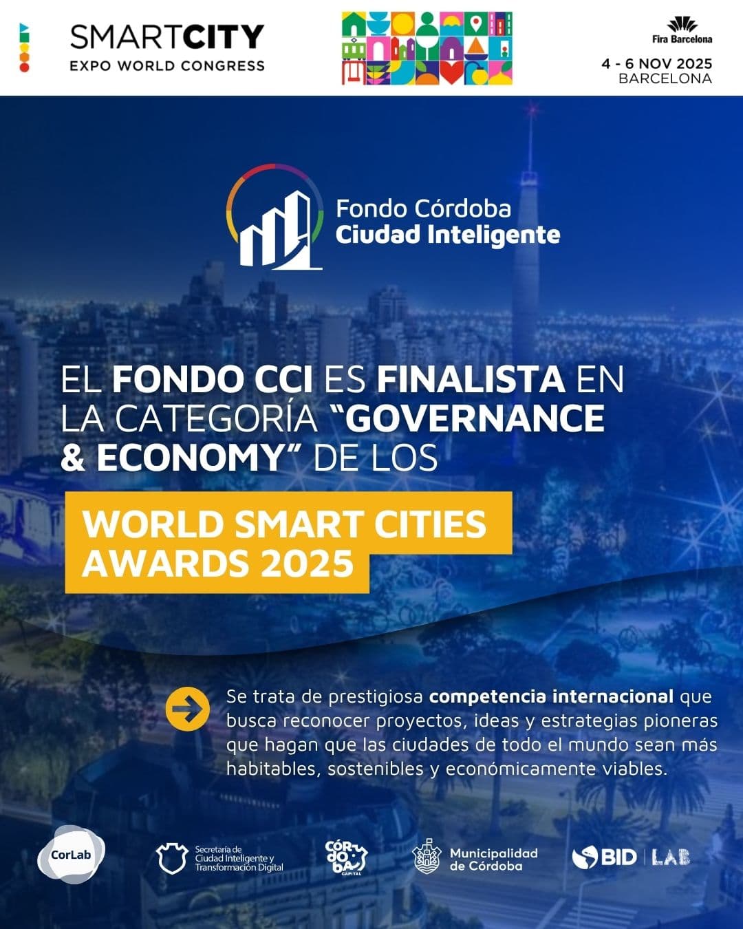 🚀 🏆 Fondo Córdoba Ciudad Inteligente finalista en World Smart City Awards 2025