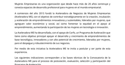 📝 Convocatoria: 'AceleraME Tech' de Mujeres Empresarias