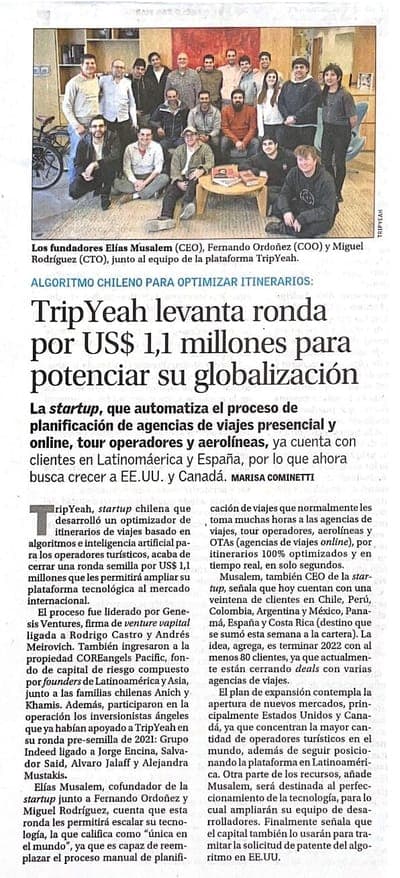 💸 TripYeah levantó US$1.1M en su ronda semilla
