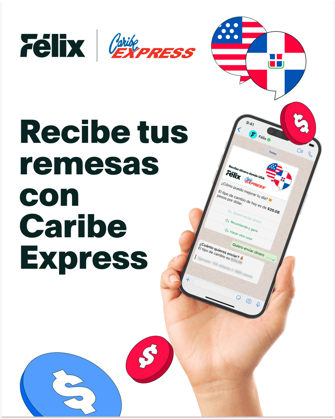 🌎 💸 Félix Pago se expande a República Dominicana con remesas por WhatsApp y alianza con Caribe Express